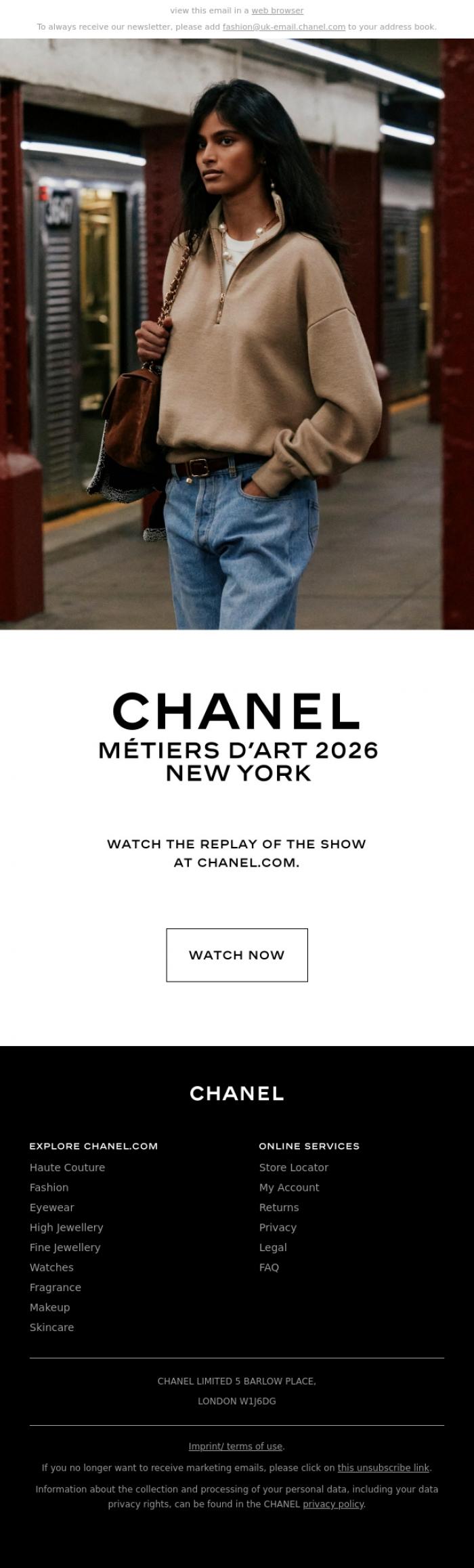 Email Design Inspiration from CHANEL, CHANEL M&eacute;tiers d'art 2026 Show