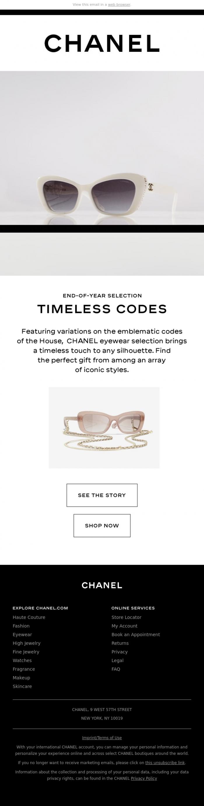 Email Design Inspiration from CHANEL, Timeless Codes - CHANEL Eyewear
