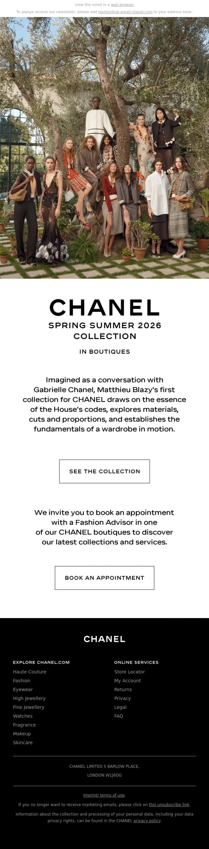 Email Design Inspiration from CHANEL, The CHANEL Spring Summer 2026 Collection