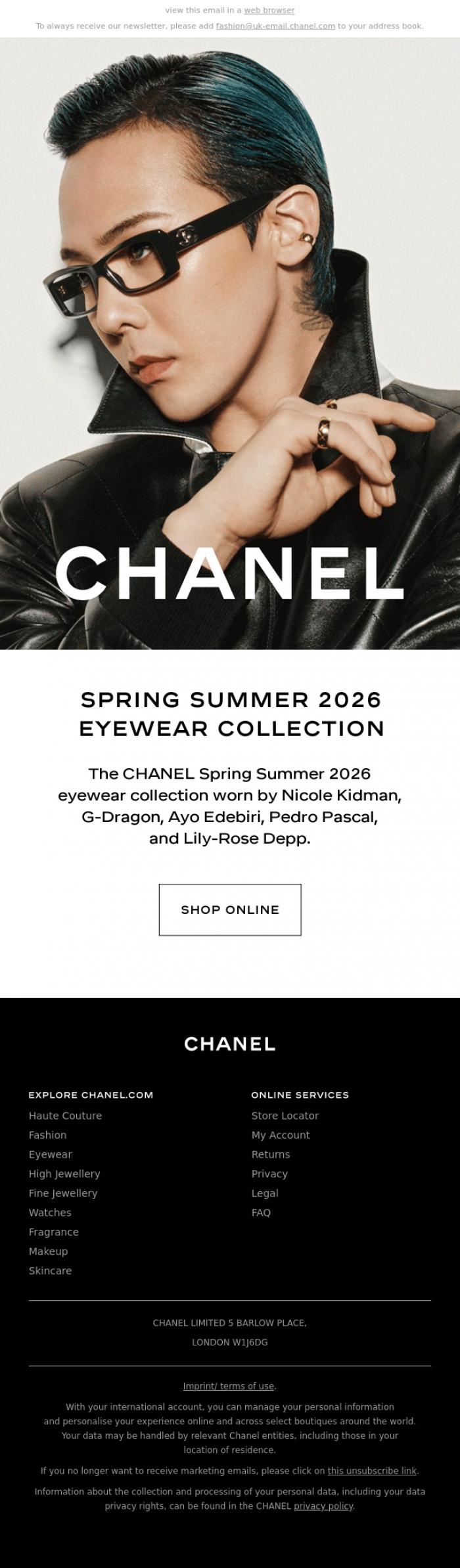 Email Design Inspiration from CHANEL, Spring Summer 2026 Collection - CHANEL Eyewear