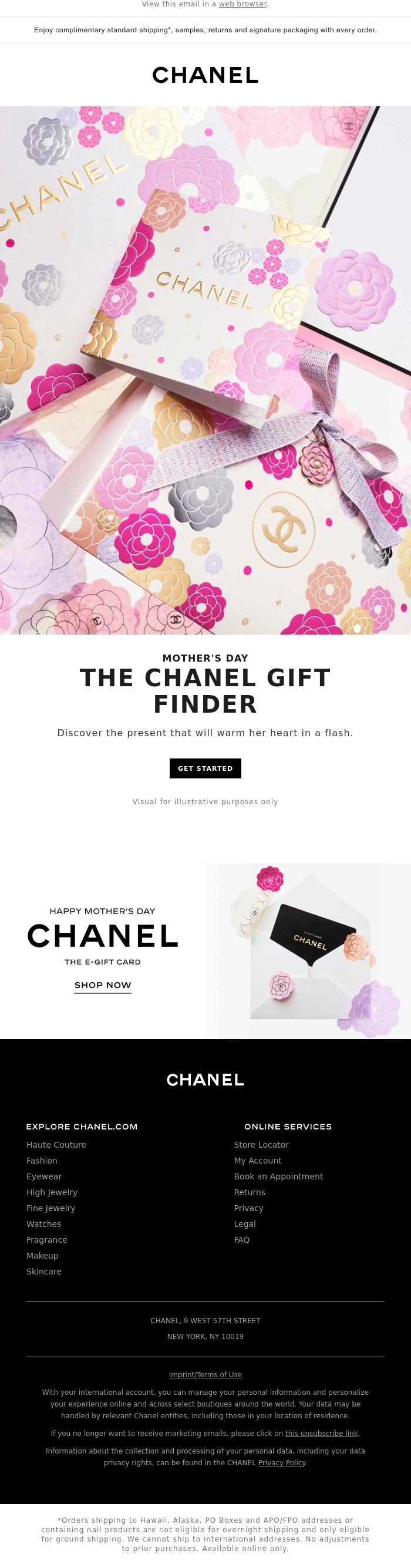 Email Design Inspiration from CHANEL, Find the perfect Mother's Day gift