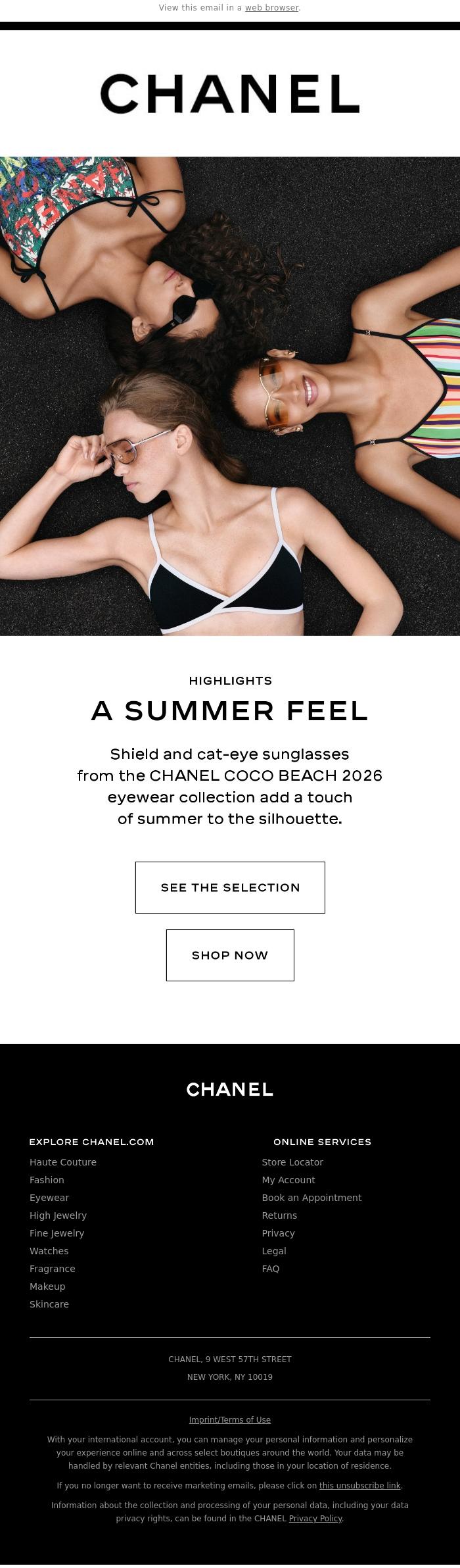 Email Design Inspiration from CHANEL, A Summer Feel - CHANEL Eyewear