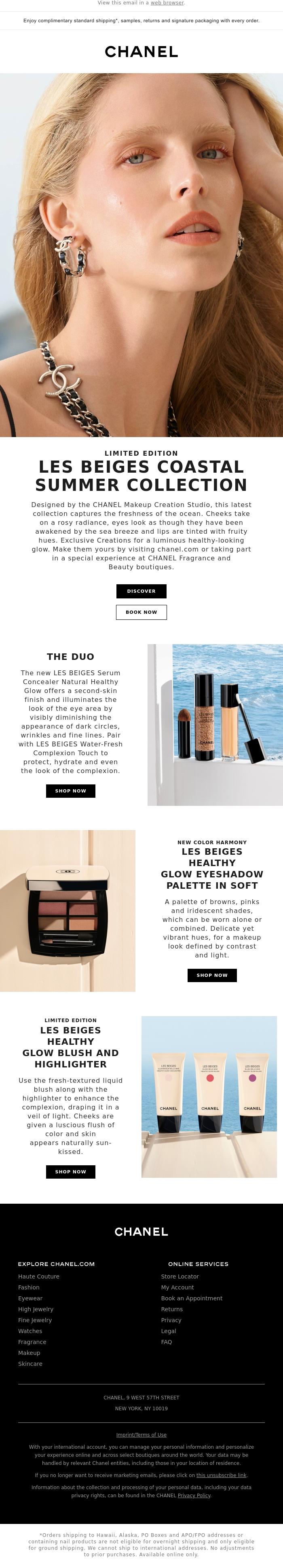 Email Design Inspiration from CHANEL, Limited edition: LES BEIGES Coastal Summer Collection