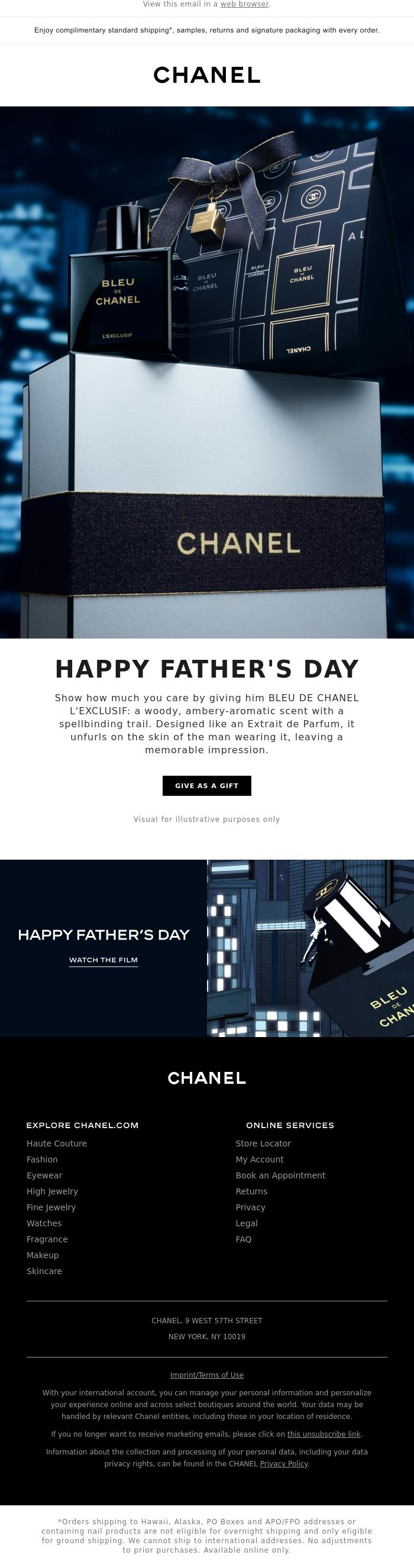 Email Design Inspiration from CHANEL, BLEU DE CHANEL L'EXCLUSIF: The perfect gift