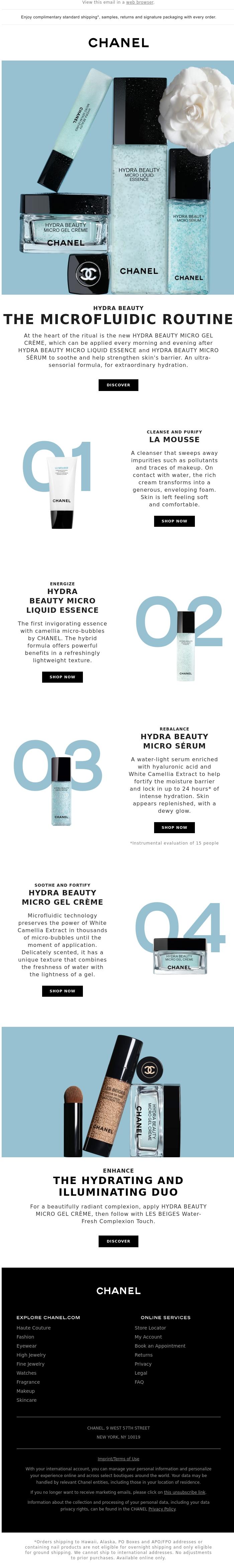 Email Design Inspiration from CHANEL, HYDRA BEAUTY: The microfluidic routine
