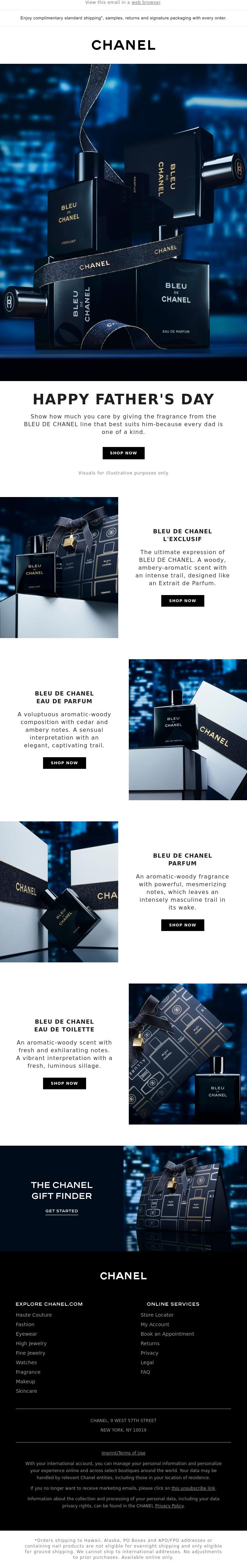 Email Design Inspiration from CHANEL, Celebrate Father's Day with CHANEL fragrance