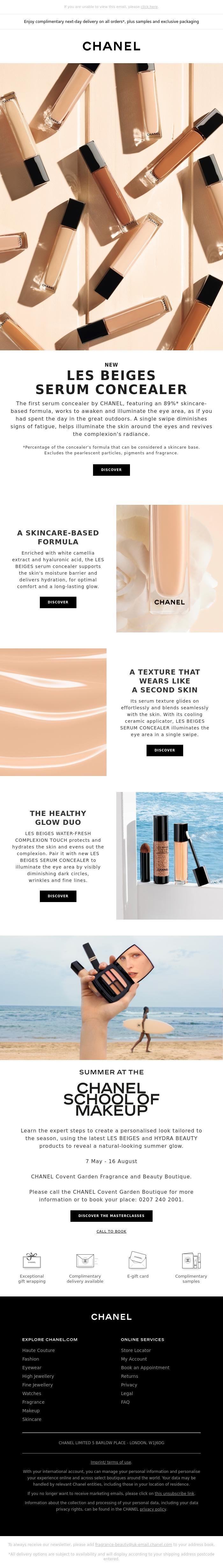 Email Design Inspiration from CHANEL, New. LES BEIGES SERUM CONCEALER