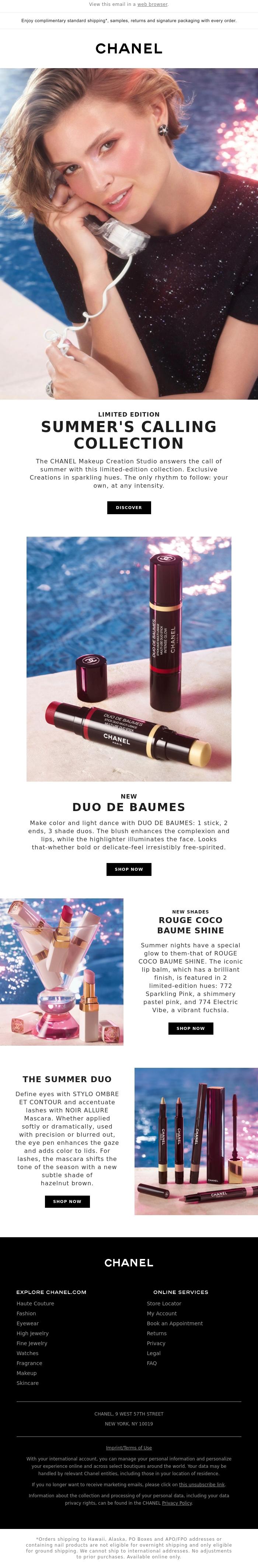 Email Design Inspiration from CHANEL, Limited-edition Summer's Calling Collection