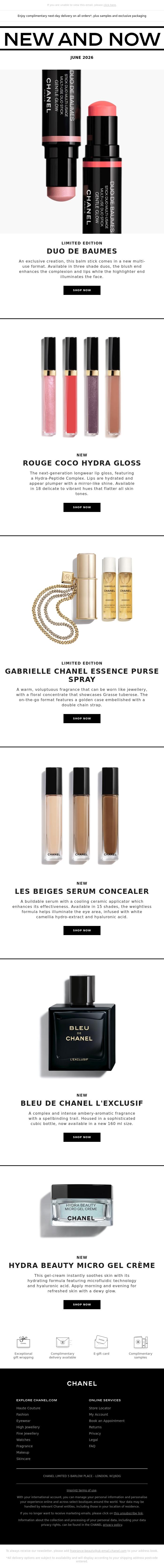 Email Design Inspiration from CHANEL, NEW AND NOW JUNE 2026