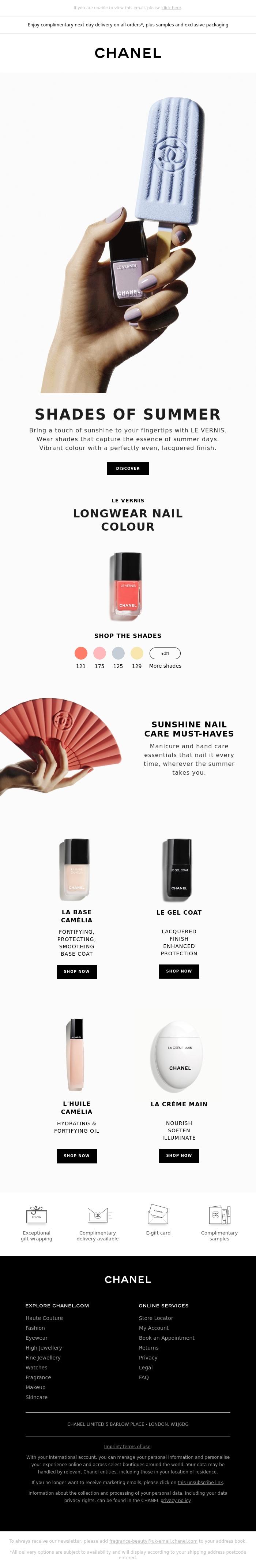 Email Design Inspiration from CHANEL, Glazed summer days with CHANEL