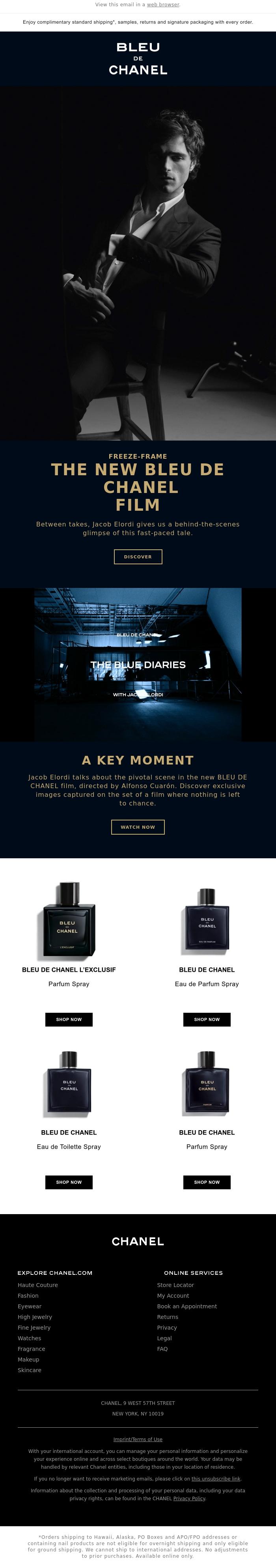 Email Design Inspiration from CHANEL, BLEU DE CHANEL: more than just a film