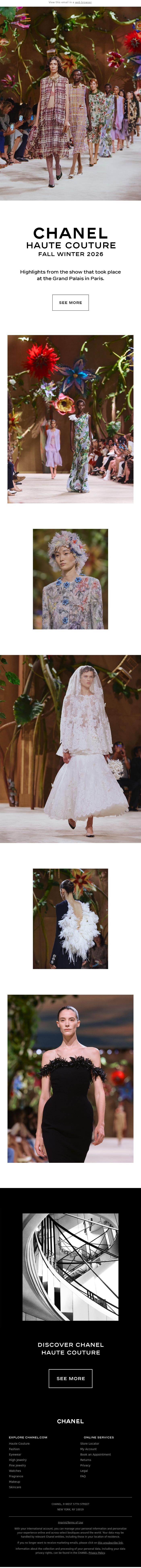 Email Design Inspiration from CHANEL, Highlights from the CHANEL Fall Winter 2026 Haute Couture show