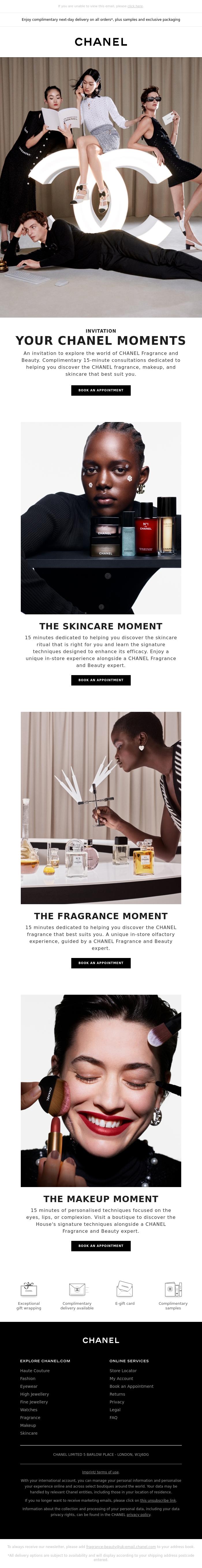Email Design Inspiration from CHANEL, Invitation. YOUR CHANEL MOMENTS.