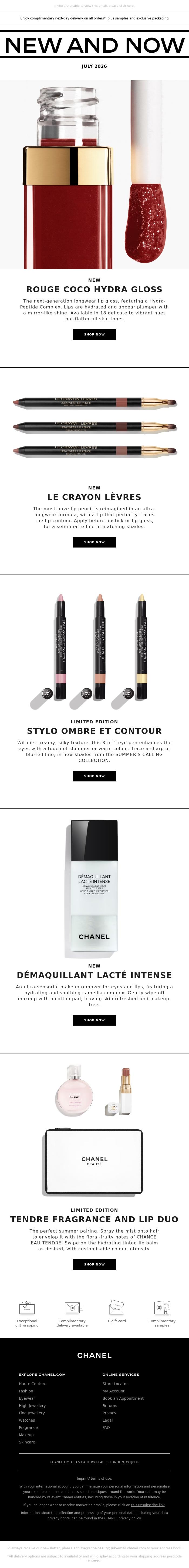 Email Design Inspiration from CHANEL, NEW AND NOW JULY 2026