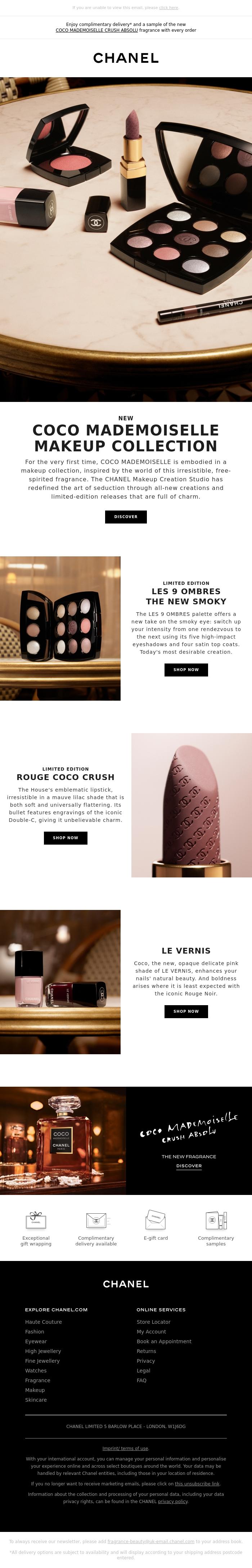 Email Design Inspiration from CHANEL, New. COCO MADEMOISELLE MAKEUP COLLECTION