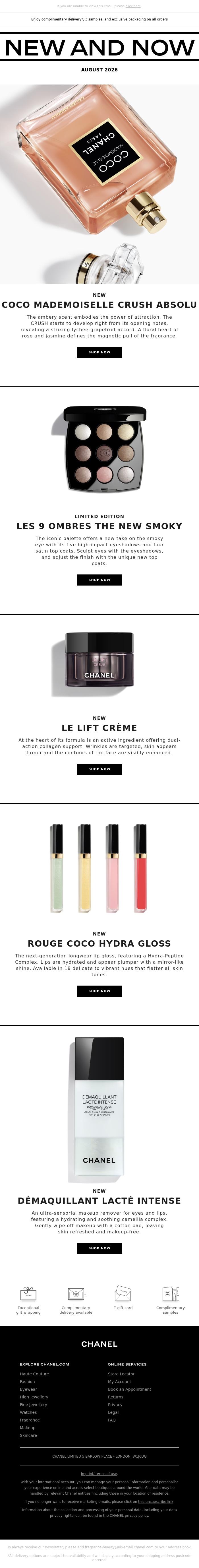 Email Design Inspiration from CHANEL, NEW AND NOW AUGUST 2026