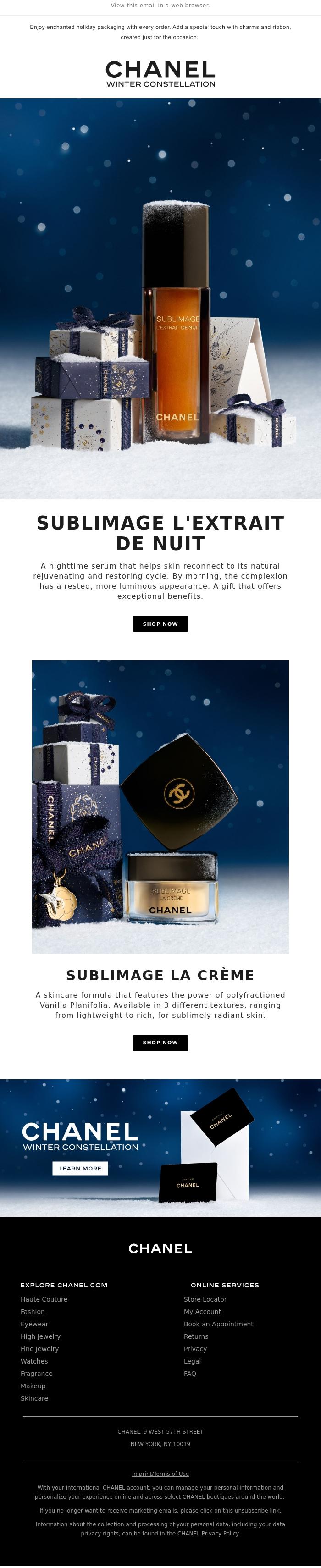 Email Design Inspiration from Chanel Monitoring, An exceptional skincare routine