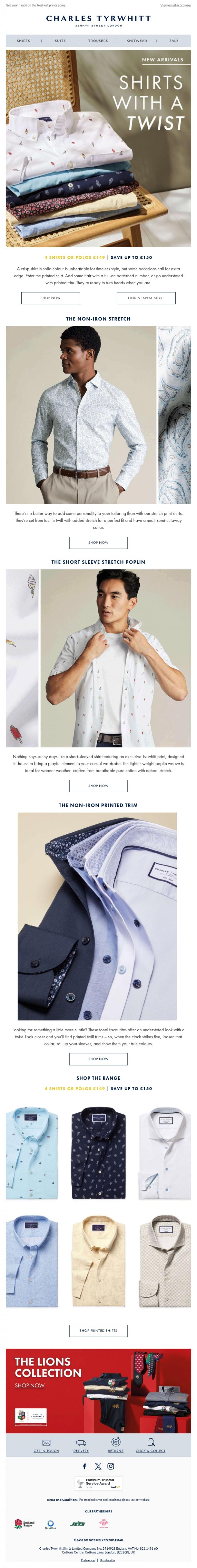 Email Design Inspiration from Charles Tyrwhitt, Classic shirts with a Twist
