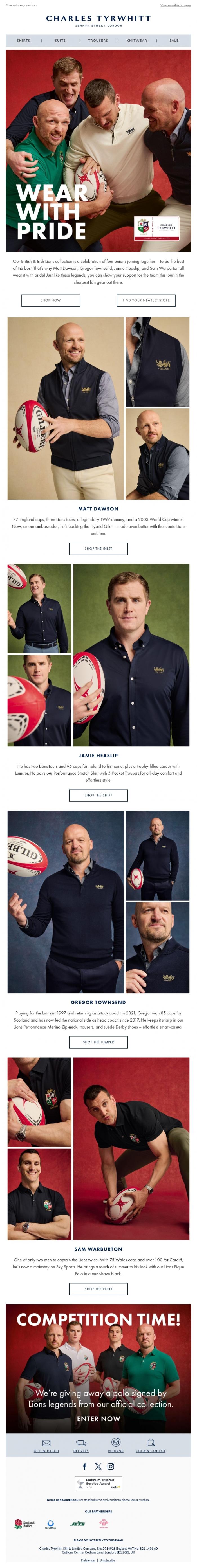Email Design Inspiration from Charles Tyrwhitt, The Charles Tyrwhitt Lions collection