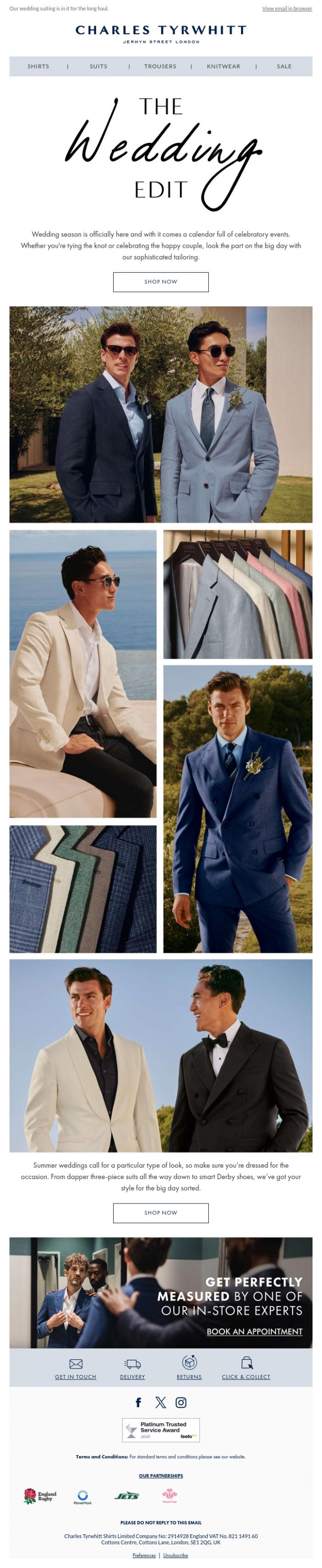 Email Design Inspiration from Charles Tyrwhitt, It's Wedding Season!