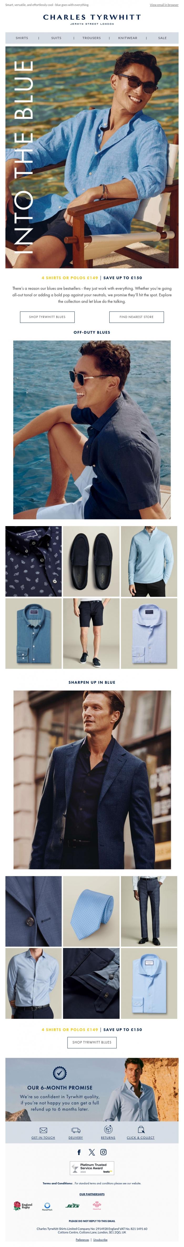 Email Design Inspiration from Charles Tyrwhitt, Blue Suits You