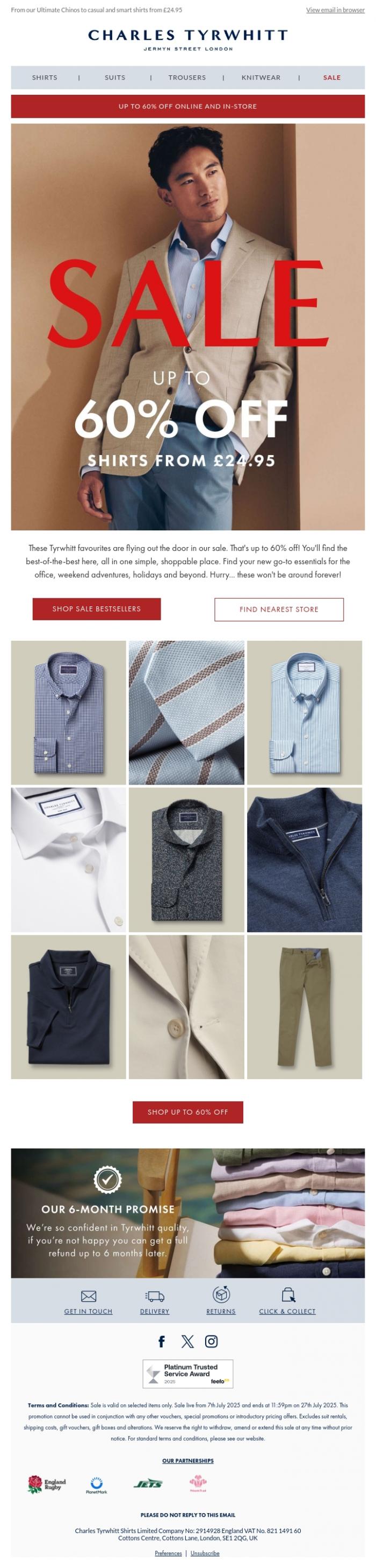 Email Design Inspiration from Charles Tyrwhitt, Up to 60% Off Bestsellers