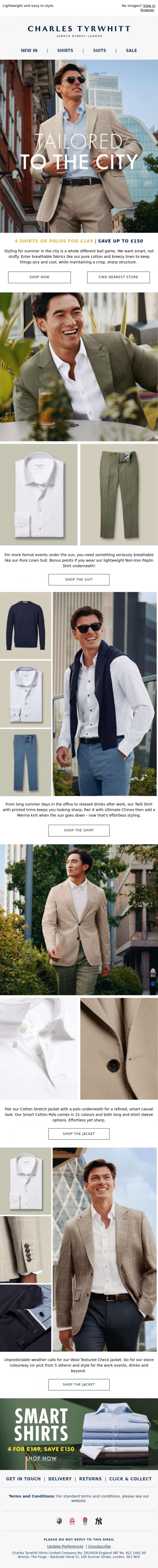 Email Design Inspiration from Charles Tyrwhitt, Tailored to the City
