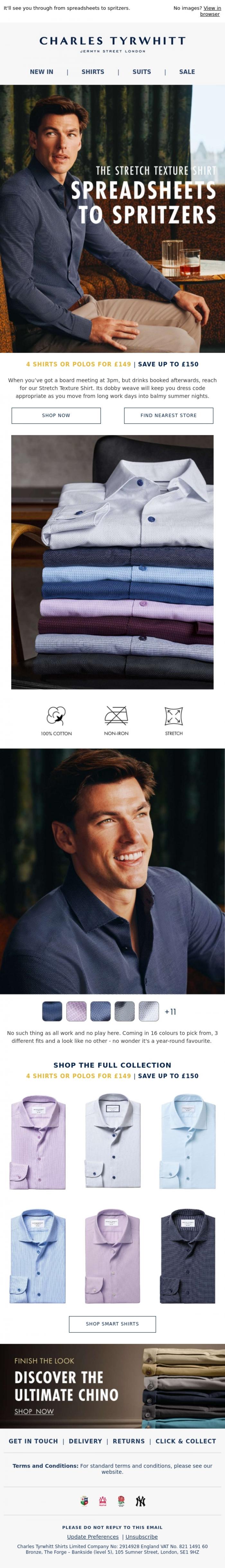 Email Design Inspiration from Charles Tyrwhitt, From Spreadsheets to Spritzers