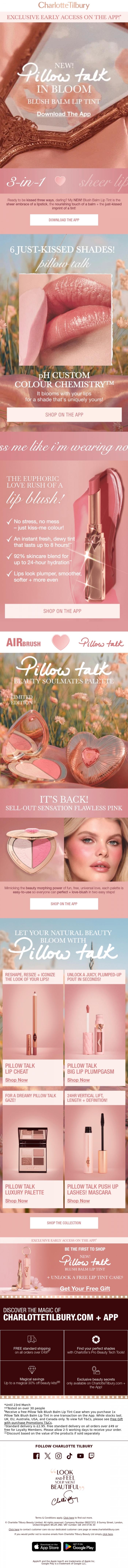 Email Design Inspiration from Charlotte Tilbury, Ready To Be Kissed Three Ways With Pillow Talk? 💋