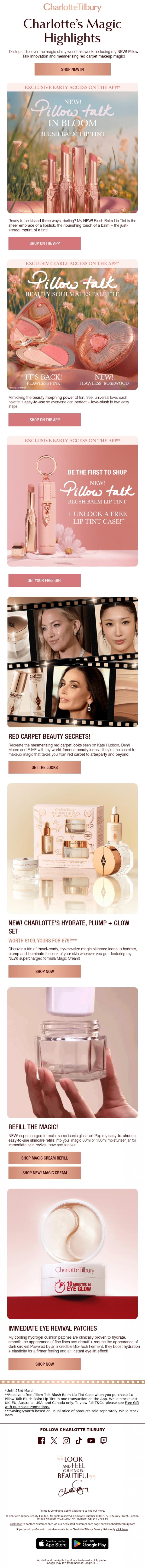 Email Design Inspiration from Charlotte Tilbury, Darling, NEW! Beauty Icons Just Dropped! 💌