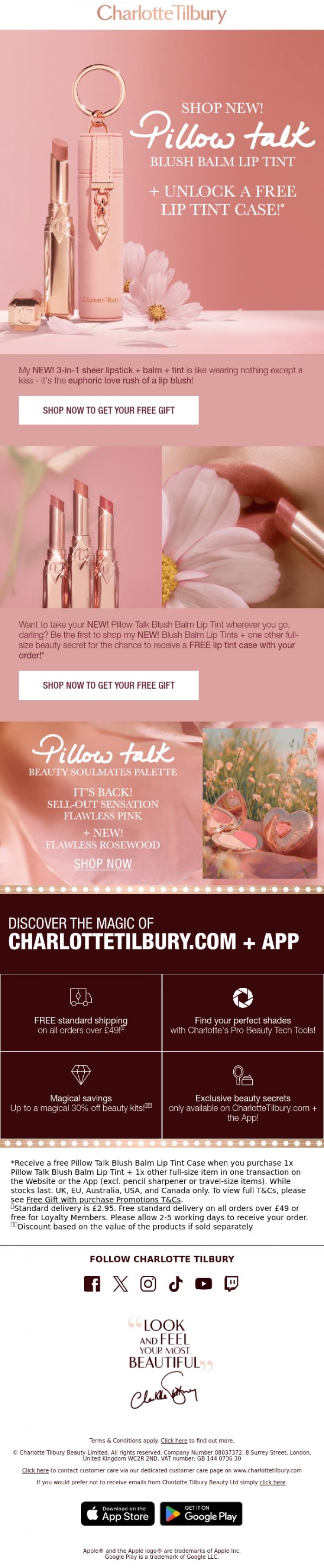 Email Design Inspiration from Charlotte Tilbury, NEW, Limited Edition + FREE! 👀💕