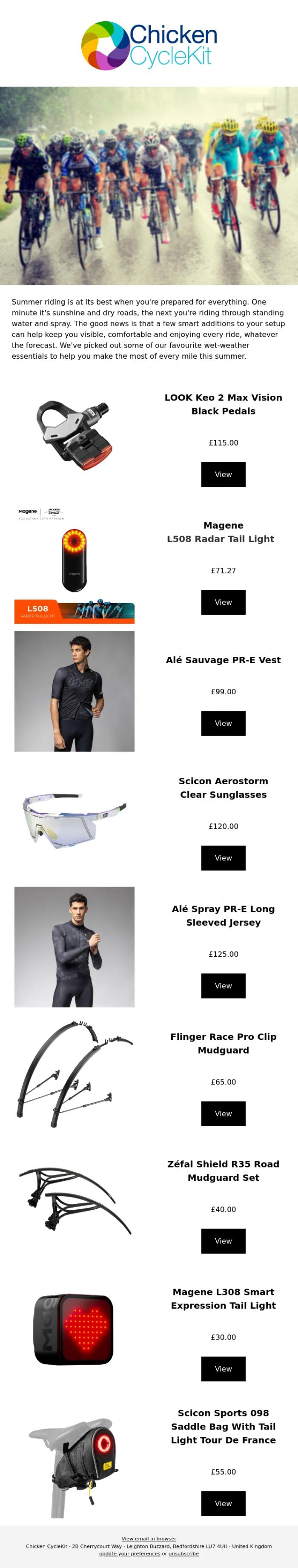 Email Design Inspiration from Chicken CycleKit, Because Summer Doesn't Always Mean Sunshine
