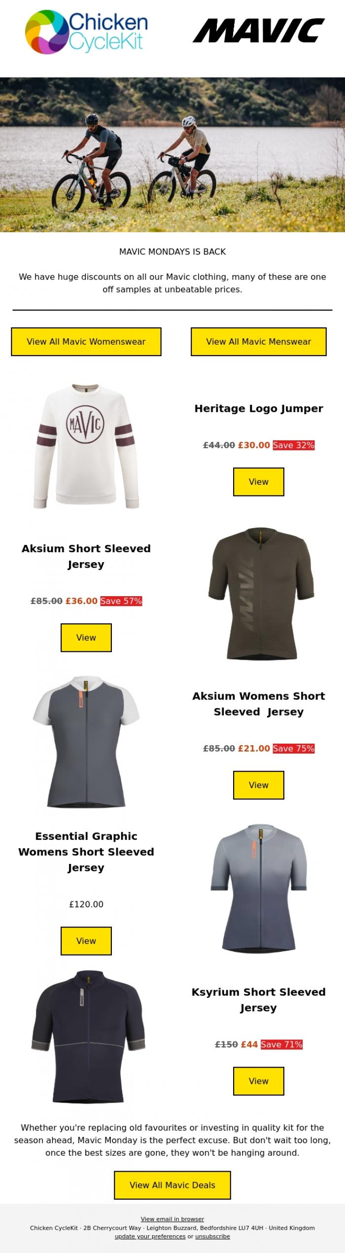 Email Design Inspiration from Chicken CycleKit, It's another Mavic Monday!