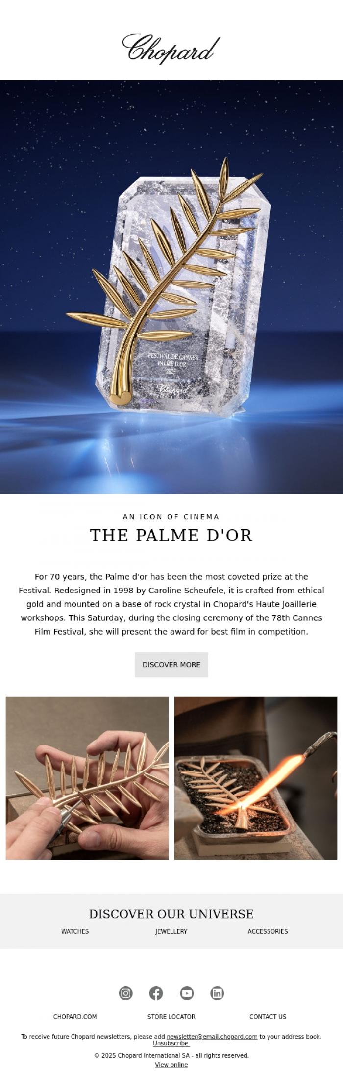 Email Design Inspiration from CHOPARD, The Palme d'or crafted by Chopard
