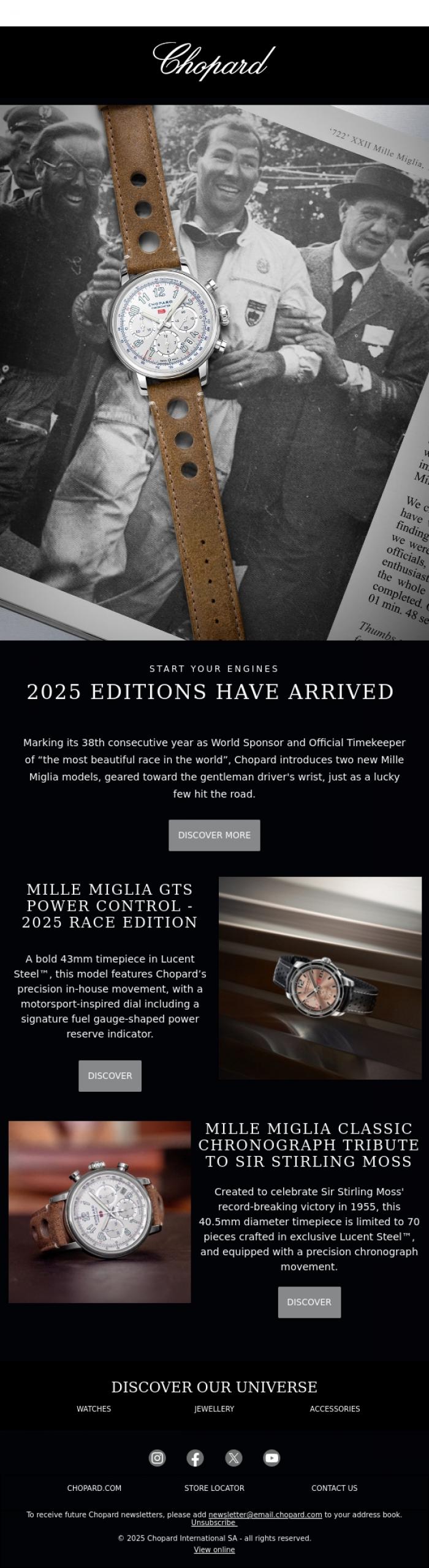 Email Design Inspiration from CHOPARD, Mille Miglia 2025