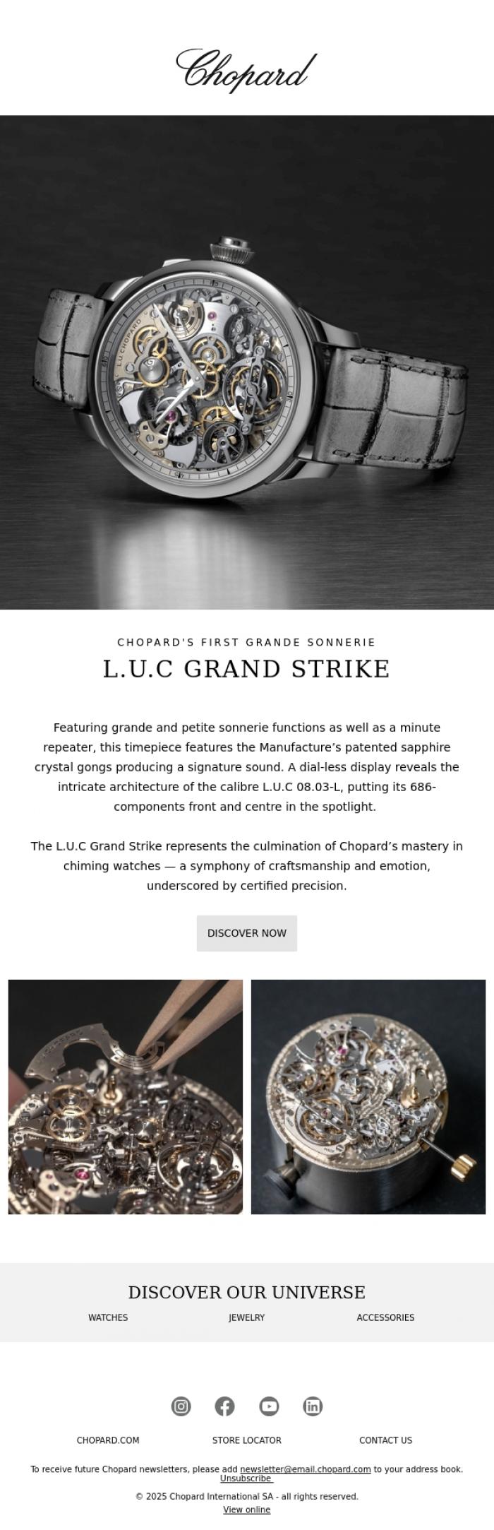 Email Design Inspiration from CHOPARD, Chopard presents the L.U.C Grand Strike