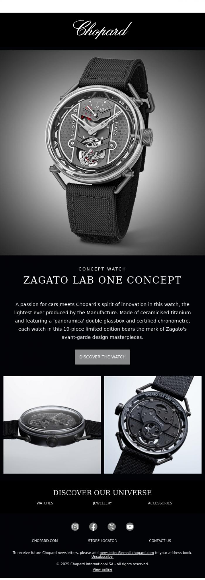 Email Design Inspiration from CHOPARD, Chopard's Zagato Lab One Concept