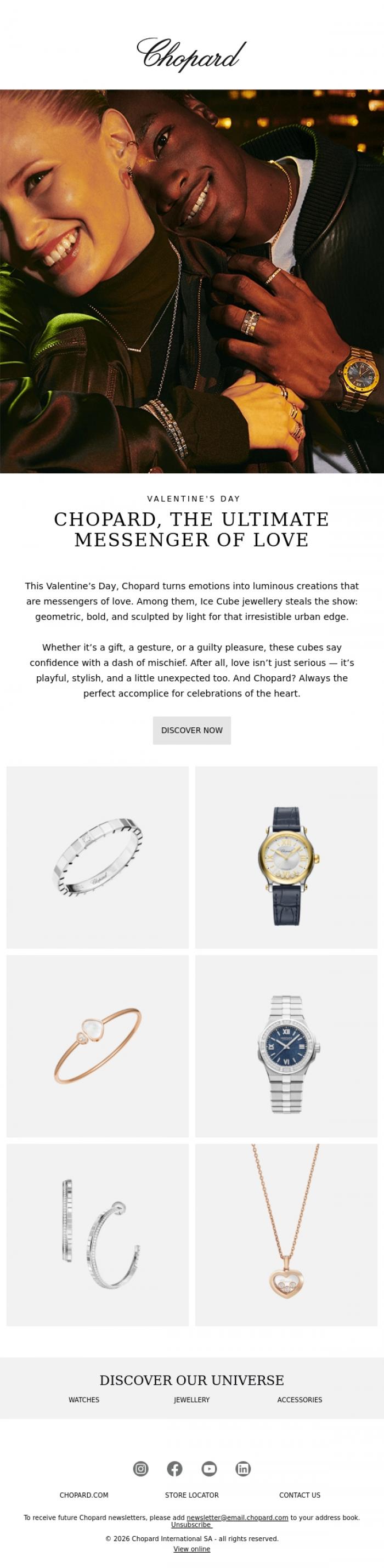 Email Design Inspiration from CHOPARD, Let your love shine with Chopard's creations
