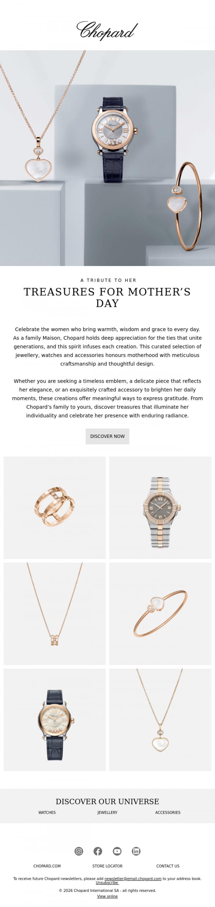 Email Design Inspiration from CHOPARD, Inspired Gifts for Extraordinary Mums
