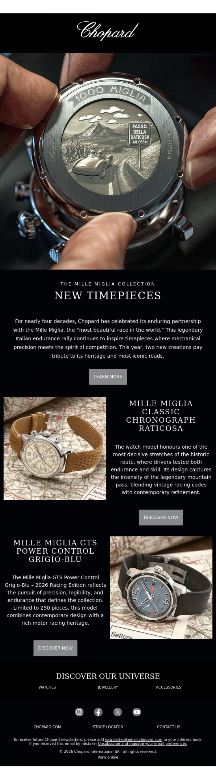 Email Design Inspiration from CHOPARD, Driving the spirit of the Mille Miglia