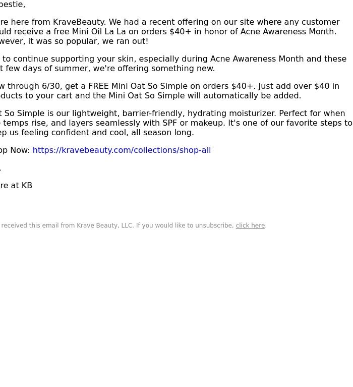 Email Design Inspiration from Clare, From KraveBeauty, We sold out. Here's what's next.