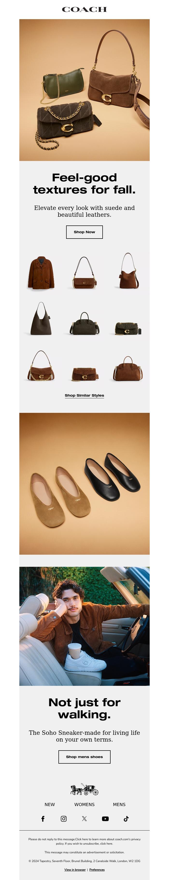 Email Design Inspiration from Coach UK, Suede season is here