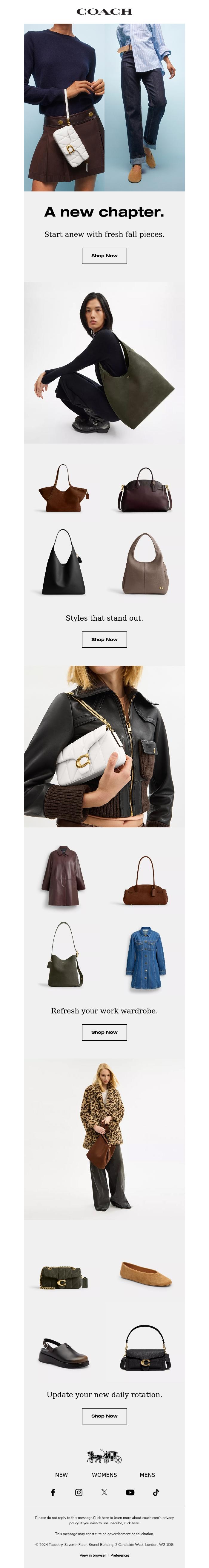 Email Design Inspiration from Coach UK, Start fresh this fall