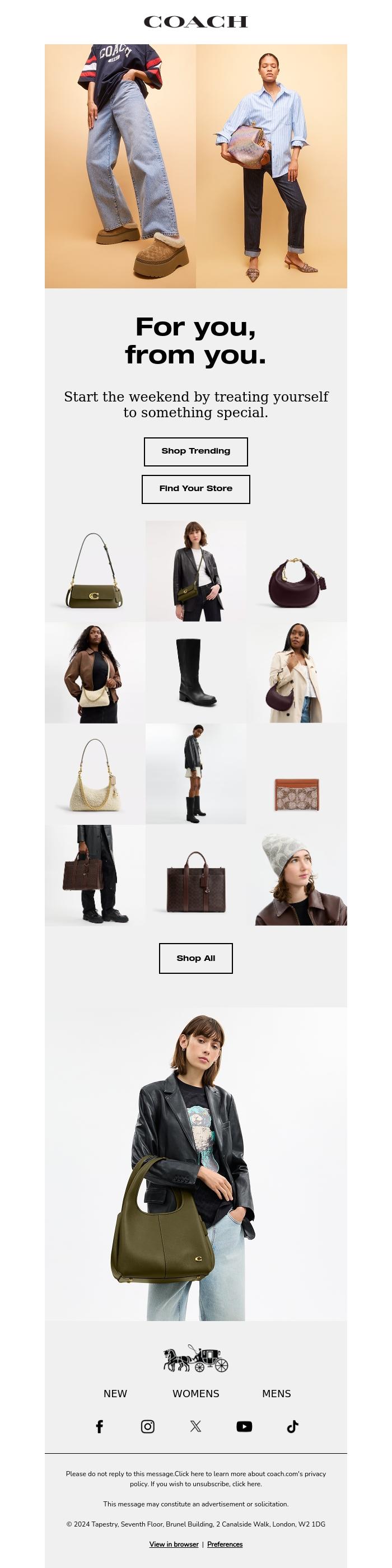 Email Design Inspiration from Coach UK, Time to indulge