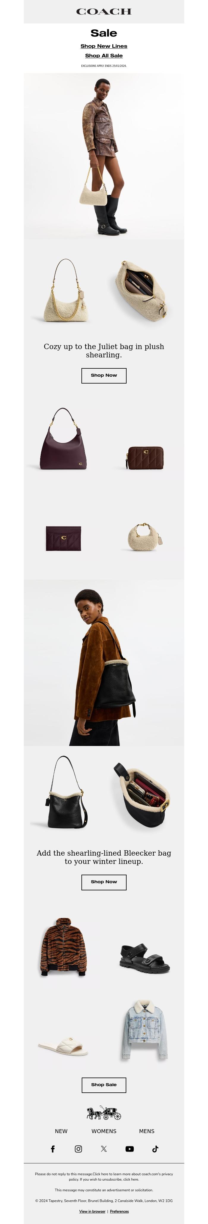 Email Design Inspiration from Coach UK, New styles added to our sale