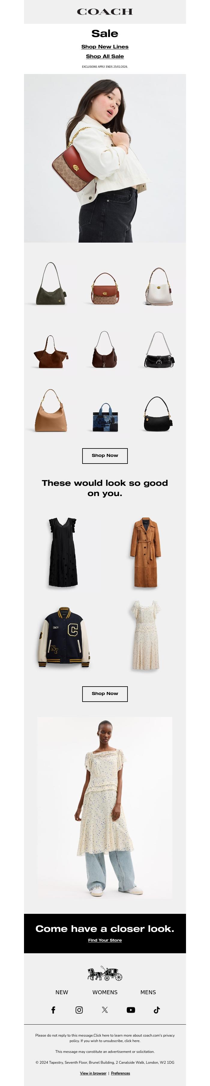 Email Design Inspiration from Coach UK, On sale (and selling fast)