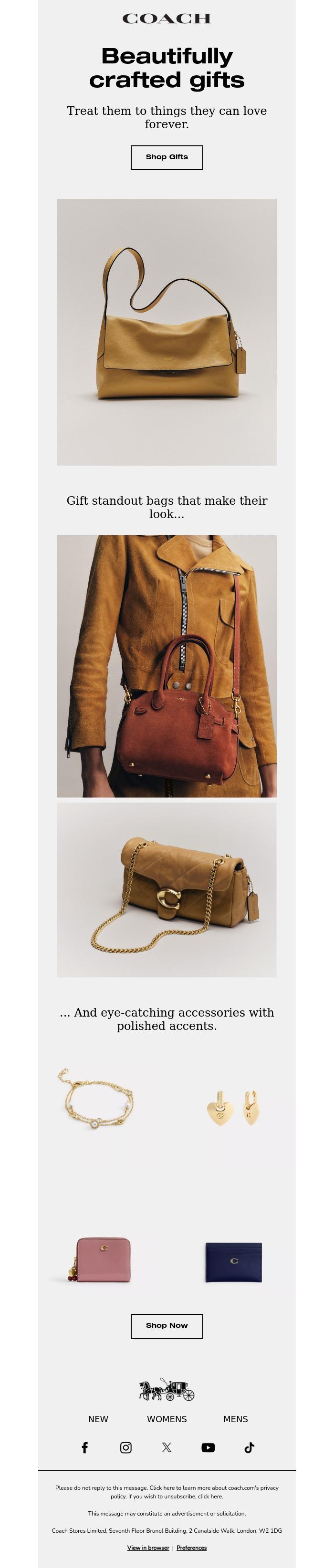 Email Design Inspiration from Coach UK, Our best gifts of the season