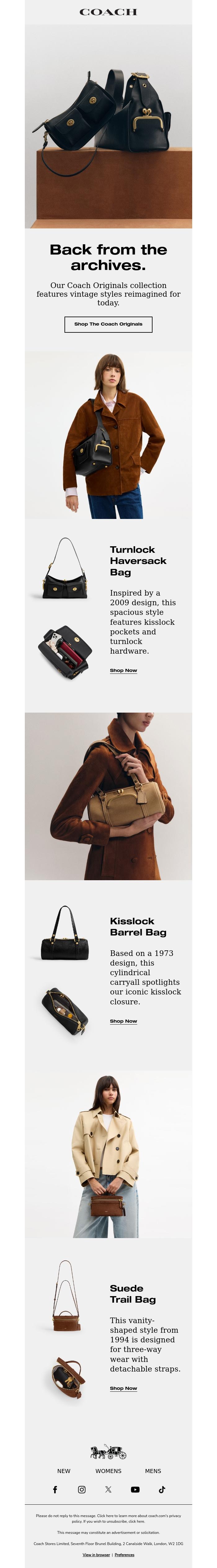Email Design Inspiration from Coach UK, Meet the Coach Originals