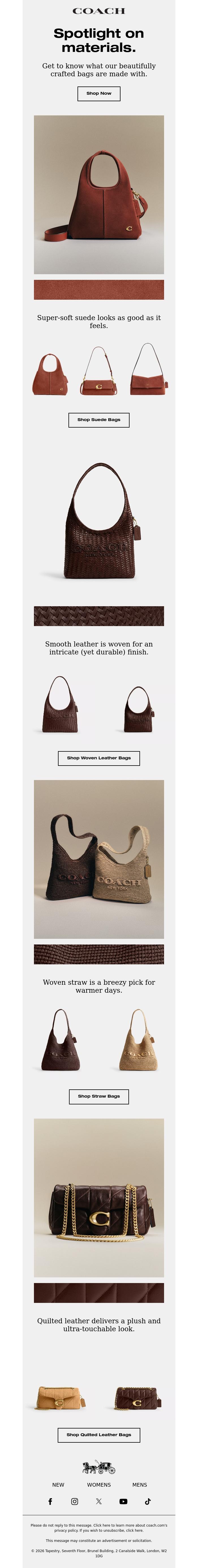 Email Design Inspiration from Coach UK, All about materials