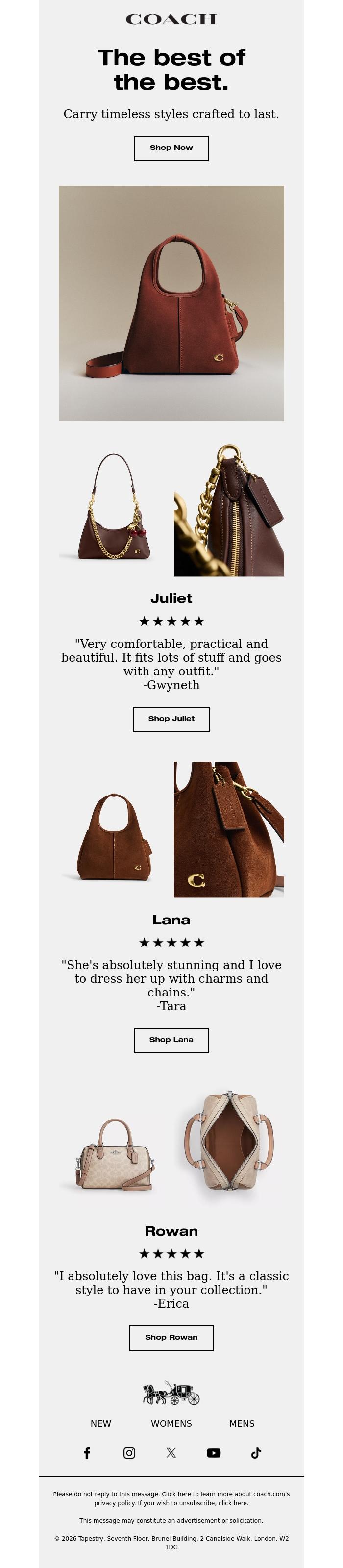 Email Design Inspiration from Coach UK, Carry the best